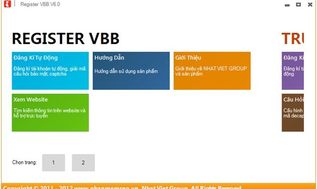 Phần mềm đăng kí tài khoản tự động Register VBBv6.0