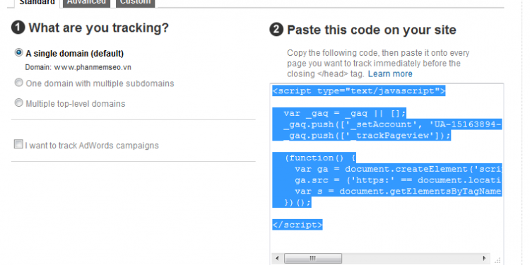 Hướng dẫn cài đặt Google Analytics